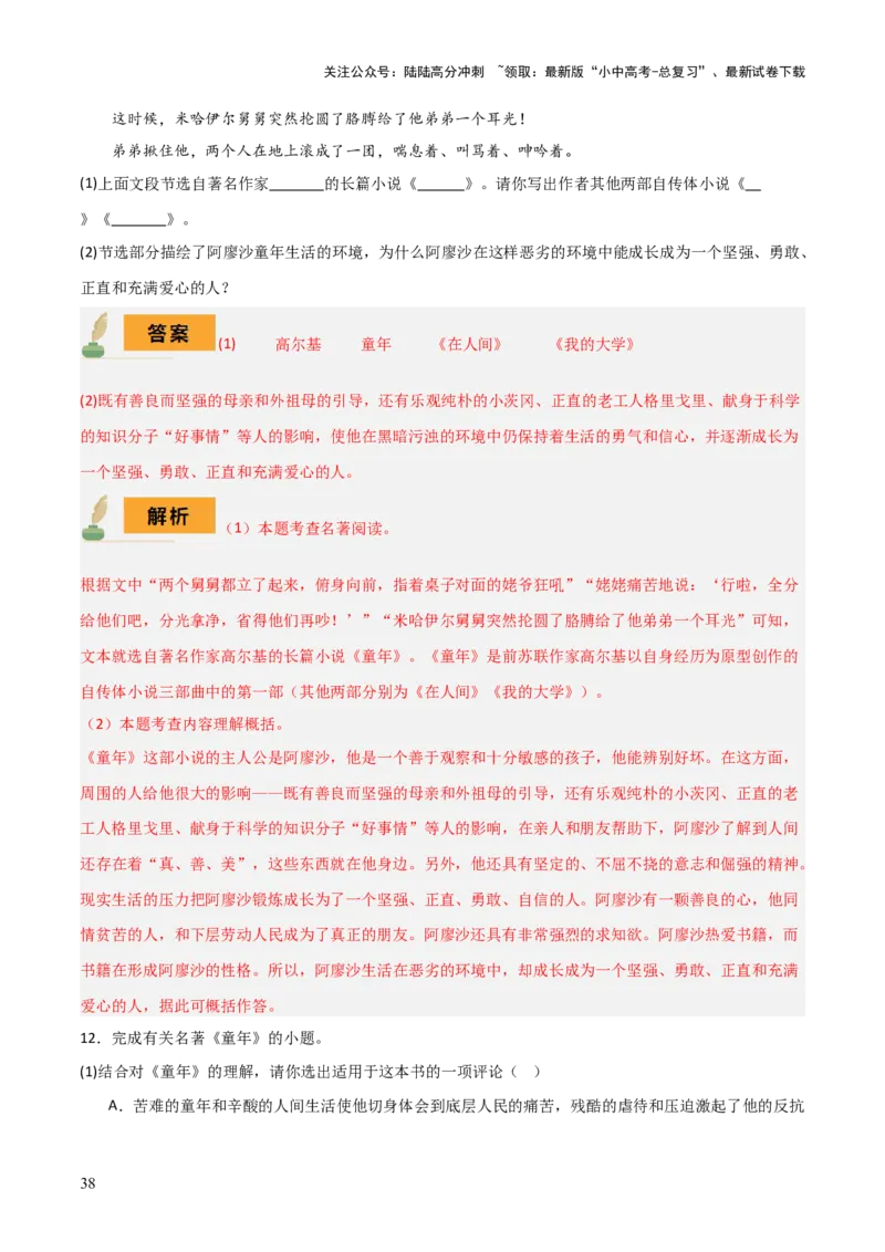 专题16《童年》《鲁滨逊漂流记》（2份思维导图+2部名著梳理+突破易错易混6法）（解析版）_02中考总复习（2026版更新中）_01-语文-中考总复习_2025年中考资料