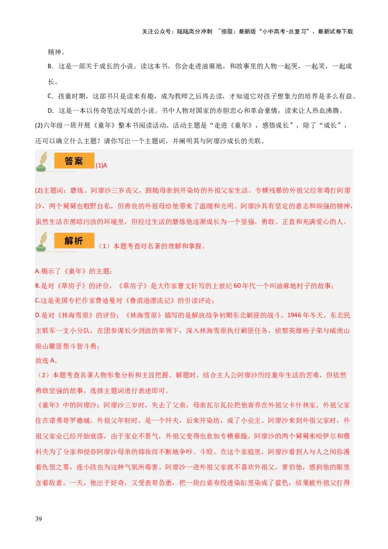 专题16《童年》《鲁滨逊漂流记》（2份思维导图+2部名著梳理+突破易错易混6法）（解析版）_02中考总复习（2026版更新中）_01-语文-中考总复习_2025年中考资料