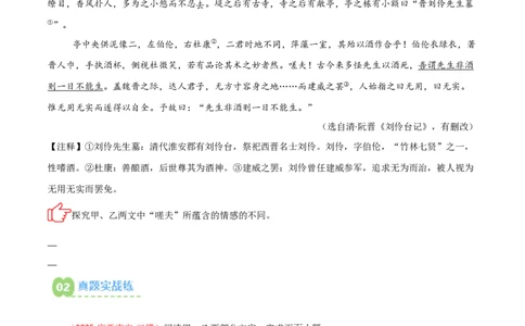 专题07：文言文阅读之把握情感主旨(练习）原卷版_02中考总复习（2026版更新中）_01-语文-中考总复习_2026年中考复习（更新中）