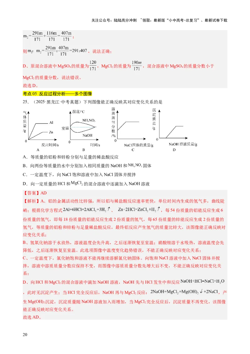 专题19坐标图像题（解析版）_02中考总复习（2026版更新中）_05-化学-中考总复习_2026年中考复习（更新中）_好题汇编三年（2023-2025）中考化学真题分类汇编（全国通用）