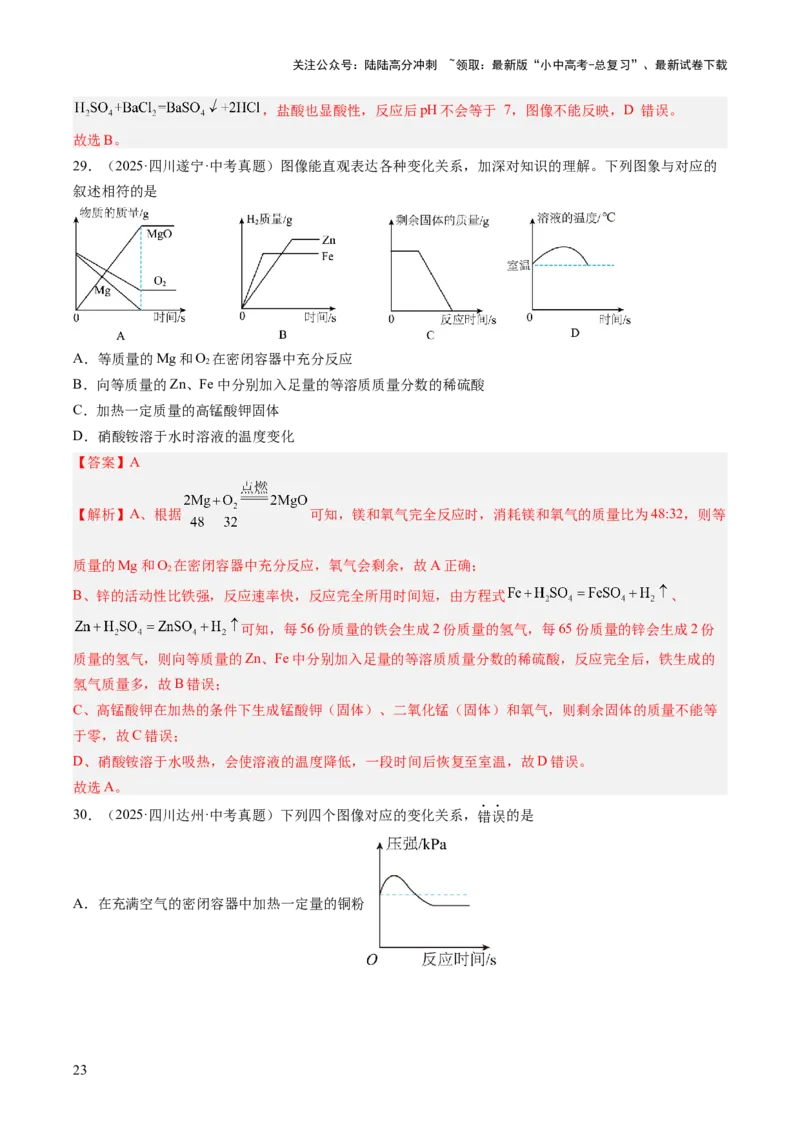 专题19坐标图像题（解析版）_02中考总复习（2026版更新中）_05-化学-中考总复习_2026年中考复习（更新中）_好题汇编三年（2023-2025）中考化学真题分类汇编（全国通用）