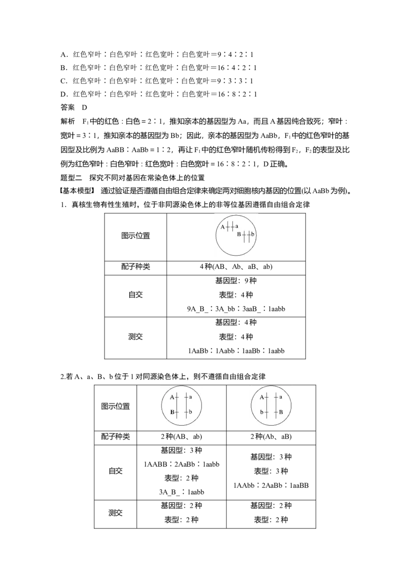2024年高考生物一轮复习（新人教版）第5单元　第6课时　基因自由组合定律拓展题型突破_09高考生物_2024年新高考资料_1.2024一轮复习_2024年高考生物一轮复习讲义（新人教版）