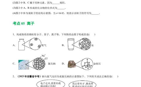 专题09构成物质的微粒元素（练习）-2024年中考化学一轮复习讲练测（全国通用）（原卷版）_02中考总复习（2026版更新中）_05-化学-中考总复习_2024年中考复习资料_一轮复习资料