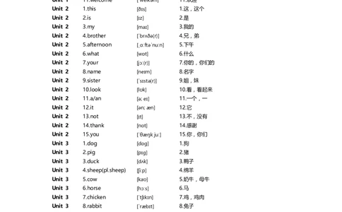 新科普版三年级上册单词正序对照答案（单词表）_26春四年级上下册人教版_四上英语合集人教版PEP英语四年级上册新教材（教学视频+课件+动画+音频+练习+教案）_17练习资料_科普版