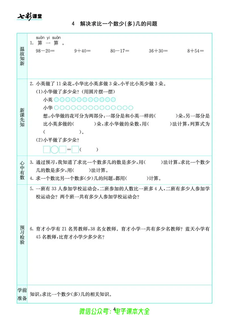 苏教版2a_26春四年级上下册人教版_四上英语合集人教版PEP英语四年级上册新教材（教学视频+课件+动画+音频+练习+教案）_17练习资料_小学英语（预习复习资料大礼包）_《预习卡》