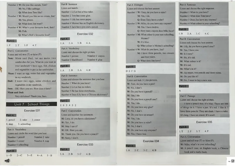 3英语~听霸答案-新_26春四年级上下册人教版_四上英语合集人教版PEP英语四年级上册新教材（教学视频+课件+动画+音频+练习+教案）_17练习资料_小学英语（预习复习资料大礼包）