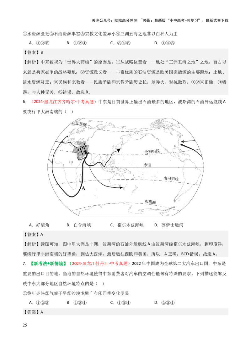 专题06认识地区-2025年中考地理知识点梳理（背诵版）_02中考总复习（2026版更新中）_09-地理-中考总复习_2025中考地理复习资料_2025年中考地理知识点_挖空版+背诵版