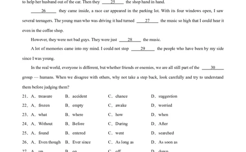 专题07完形填空02-生活哲理（原卷版）_02中考总复习（2026版更新中）_03-英语-中考总复习_2024年中考复习资料_专项复习资料_完❤❤备战2024年中考英语题型突破（各地中考真题精选）