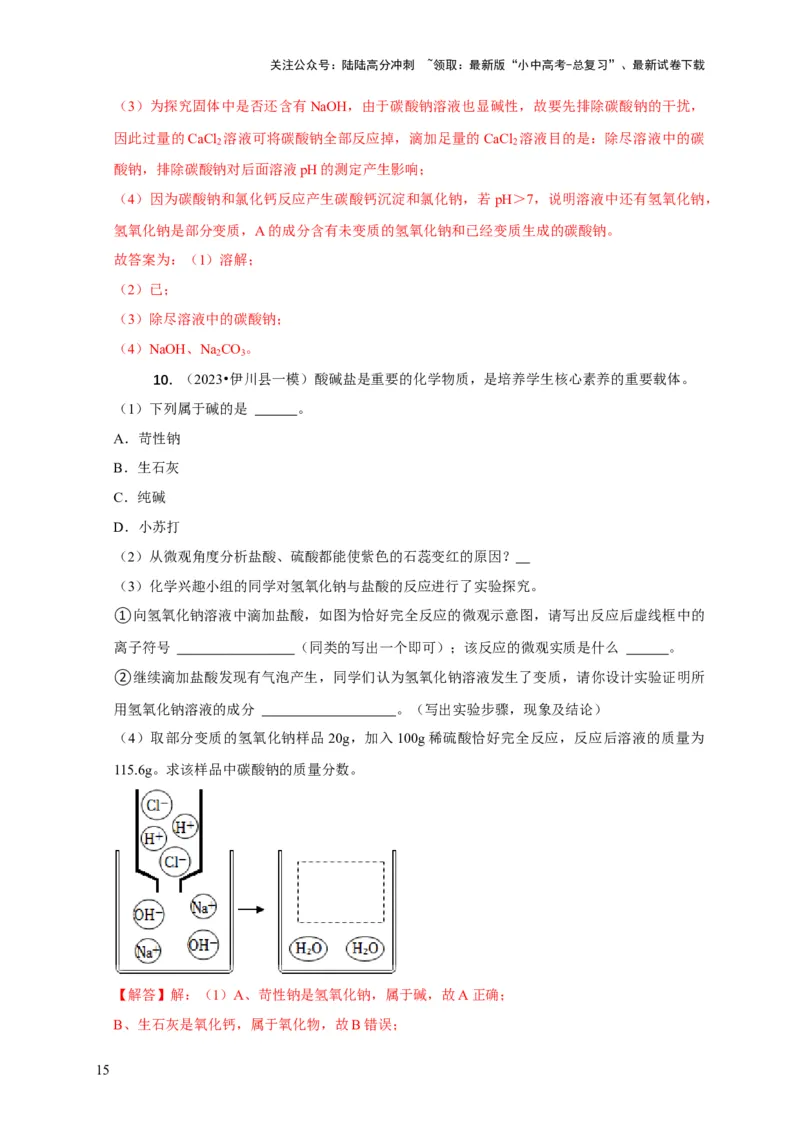 专题06物质的变质问题（解析版）_02中考总复习（2026版更新中）_05-化学-中考总复习_2024年中考复习资料_二轮复习资料_2024年中考化学二轮专项复习核心考点讲解与必刷题型