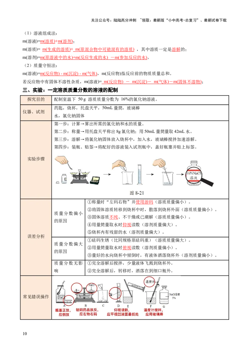 专题07溶液（讲义）（解析版）_02中考总复习（2026版更新中）_05-化学-中考总复习_2025年中考复习资料_2025中考化学一轮复习讲义+课件_讲义_专题07溶液（讲义）