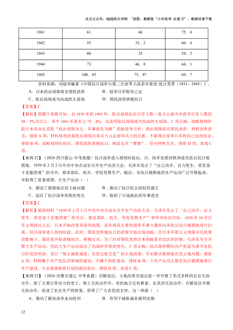 专题07曙光破晓：党领导新民主主义革命走向成功（讲练）（解析版）_02中考总复习（2026版更新中）_06-历史-中考总复习_2025年中考复习资料_2025中考二轮课件ppt+讲义+练习历史_讲义+练习