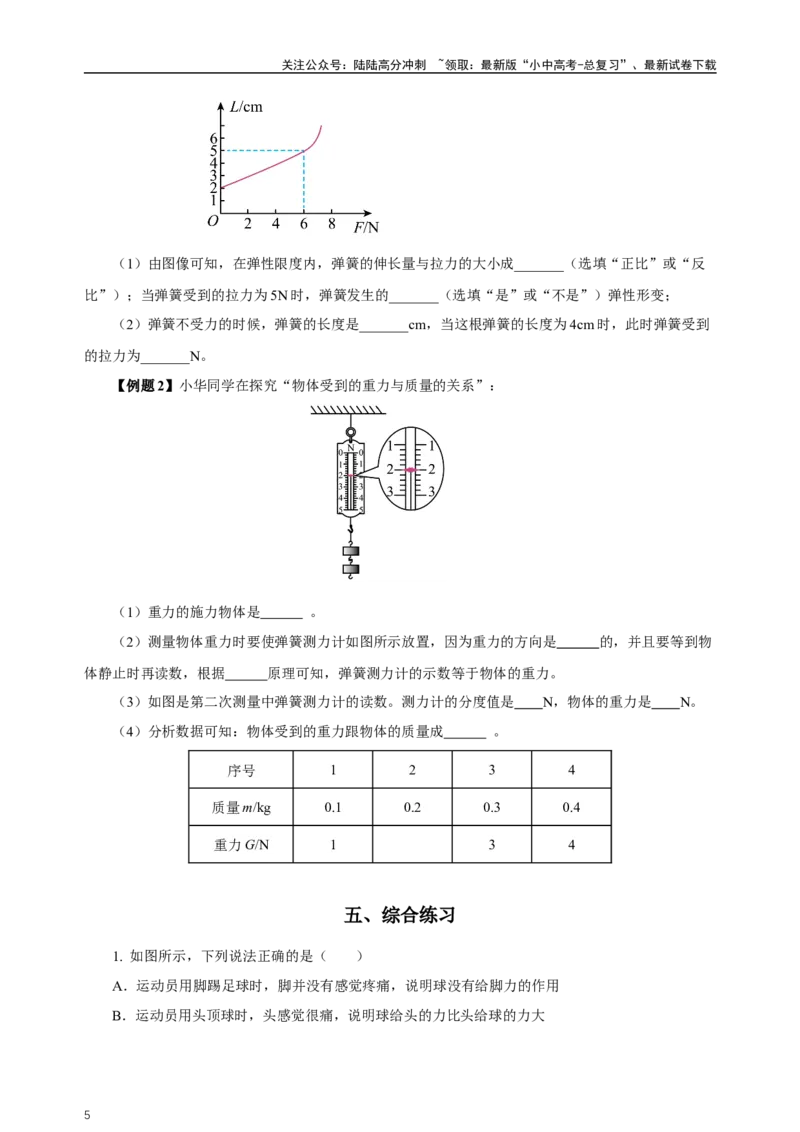 专题07力（知识梳理+典例+练习）-2024物理中考一轮复习精品资料（学生版）_02中考总复习（2026版更新中）_04-物理-中考总复习_2024年中考复习资料_一轮复习_配套练习