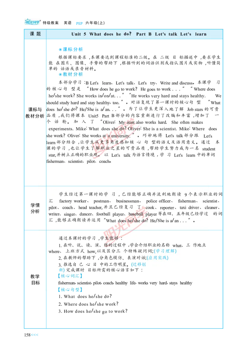 教案正文6上_Unit5_26春四年级上下册人教版_四上英语合集人教版PEP英语四年级上册新教材（教学视频+课件+动画+音频+练习+教案）_19同步教案课件_人教pep3_3-6上册