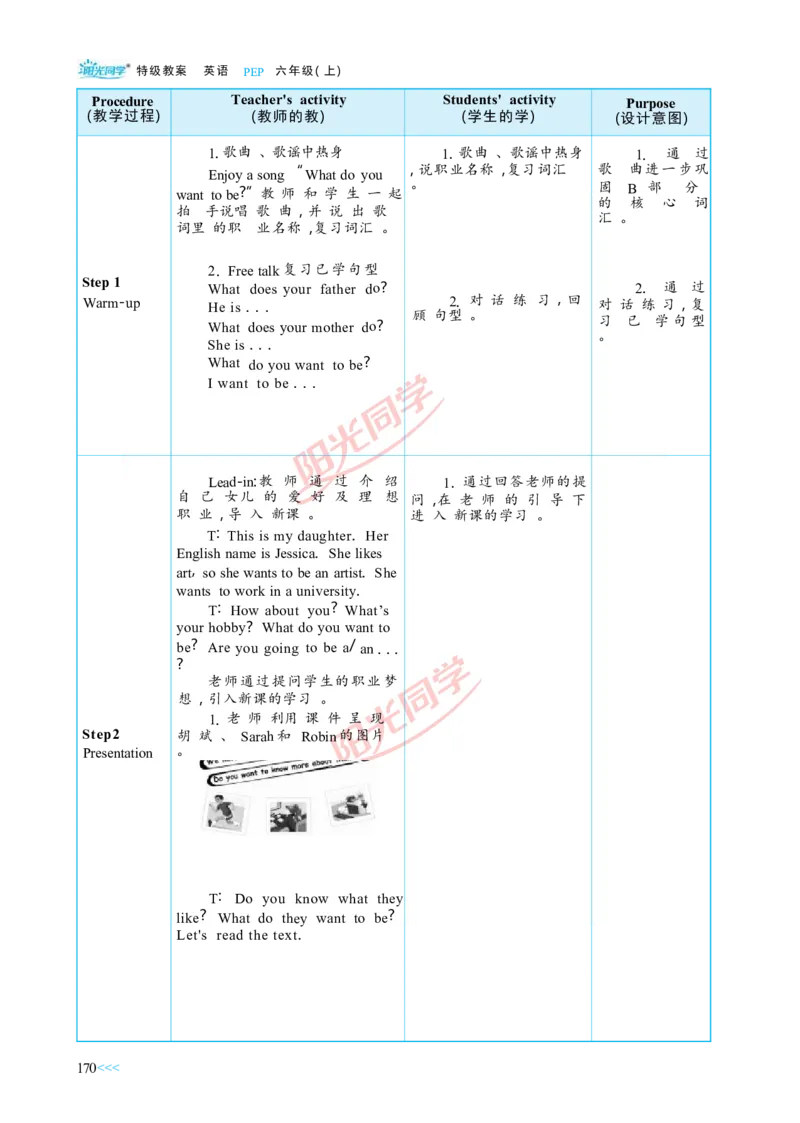 教案正文6上_Unit5_26春四年级上下册人教版_四上英语合集人教版PEP英语四年级上册新教材（教学视频+课件+动画+音频+练习+教案）_19同步教案课件_人教pep3_3-6上册