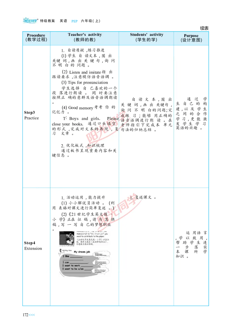 教案正文6上_Unit5_26春四年级上下册人教版_四上英语合集人教版PEP英语四年级上册新教材（教学视频+课件+动画+音频+练习+教案）_19同步教案课件_人教pep3_3-6上册