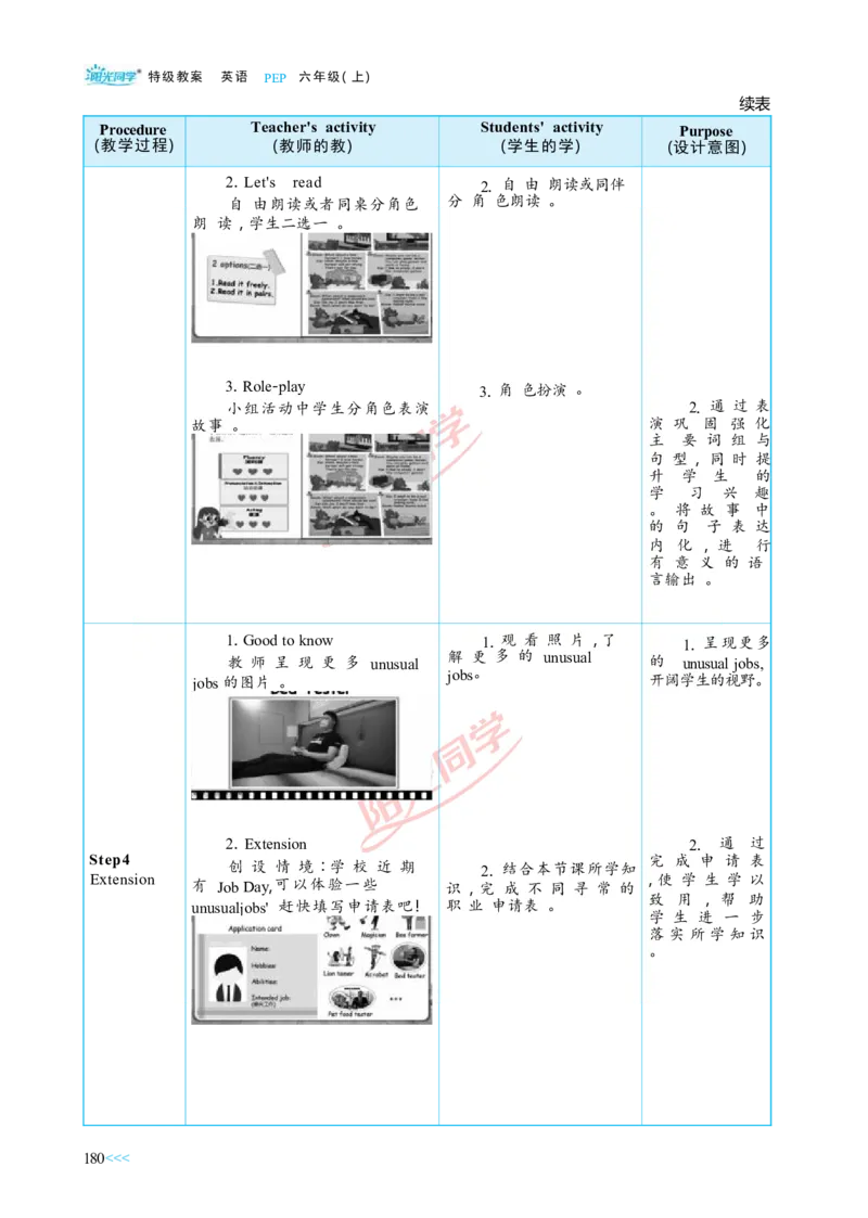 教案正文6上_Unit5_26春四年级上下册人教版_四上英语合集人教版PEP英语四年级上册新教材（教学视频+课件+动画+音频+练习+教案）_19同步教案课件_人教pep3_3-6上册