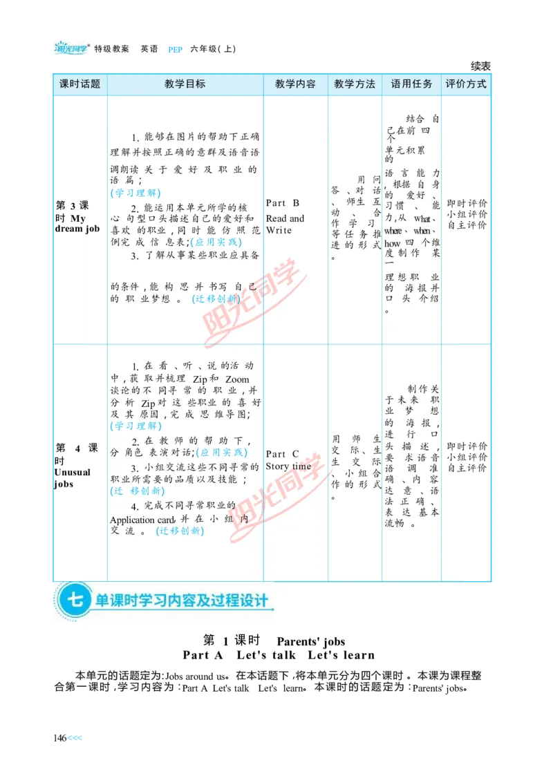 教案正文6上_Unit5_26春四年级上下册人教版_四上英语合集人教版PEP英语四年级上册新教材（教学视频+课件+动画+音频+练习+教案）_19同步教案课件_人教pep3_3-6上册