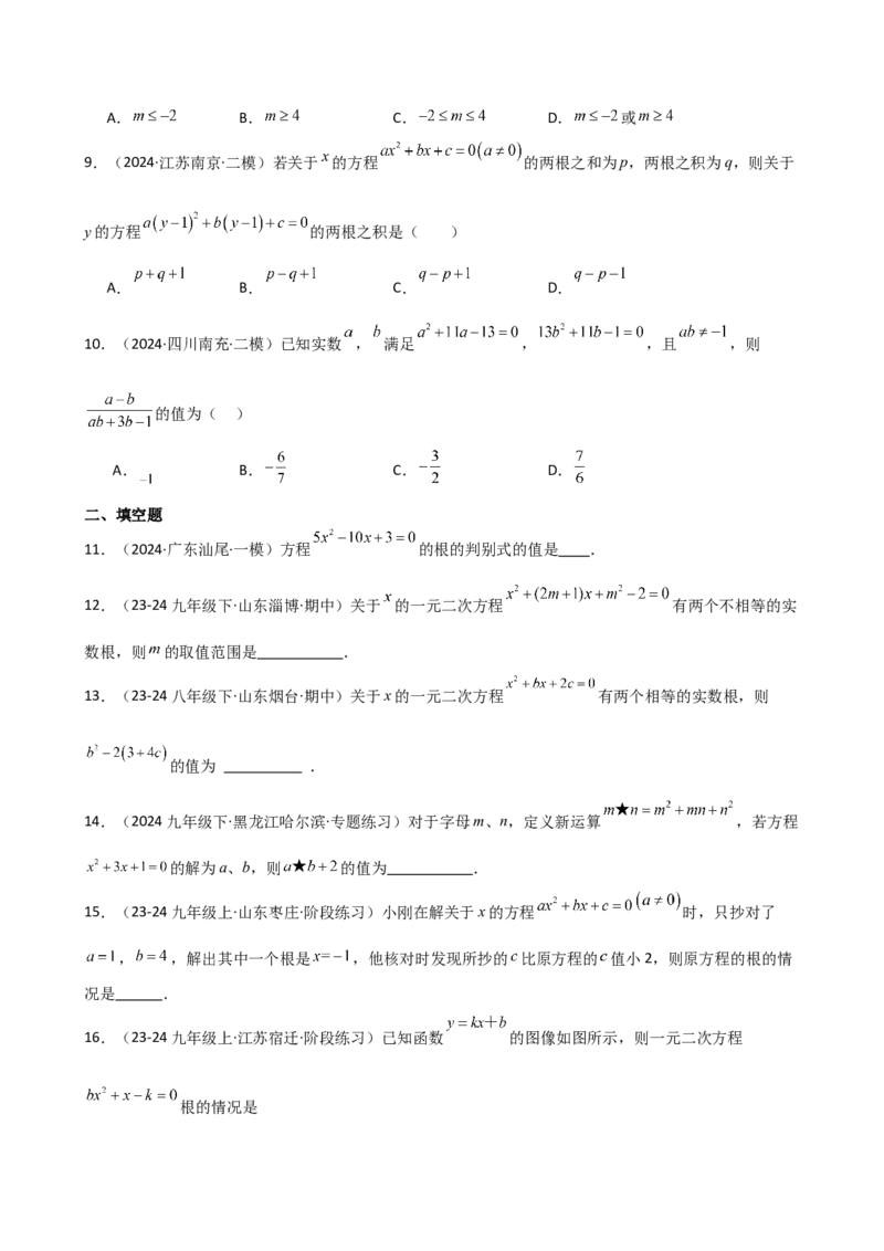 专题21.6根的判别式与根与系数的关系（精选精练30题）（专项练习）-（人教版）_初中数学_九年级数学上册（人教版）_专题突破练习-V4_2025版