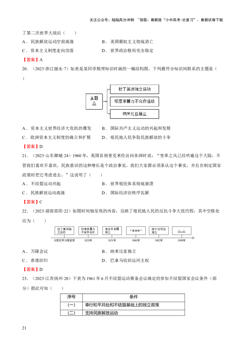 专题16世界现代史03-战后世界的变化与发展（word可编辑版）_02中考总复习（2026版更新中）_06-历史-中考总复习_2024年中考复习资料_一轮复习