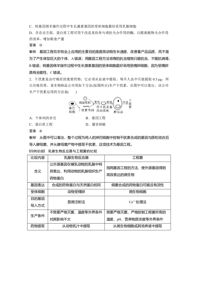 2024年高考生物一轮复习（新人教版）第10单元　第7课时　基因工程的应用和蛋白质工程_09高考生物_2024年新高考资料_1.2024一轮复习_2024年高考生物一轮复习讲义（新人教版）