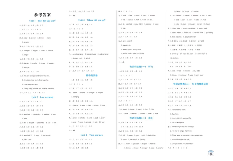 黄冈名卷六年级下册英语人教PEP版_26春四年级上下册人教版_四上英语合集人教版PEP英语四年级上册新教材（教学视频+课件+动画+音频+练习+教案）_17练习资料_《黄冈名卷》