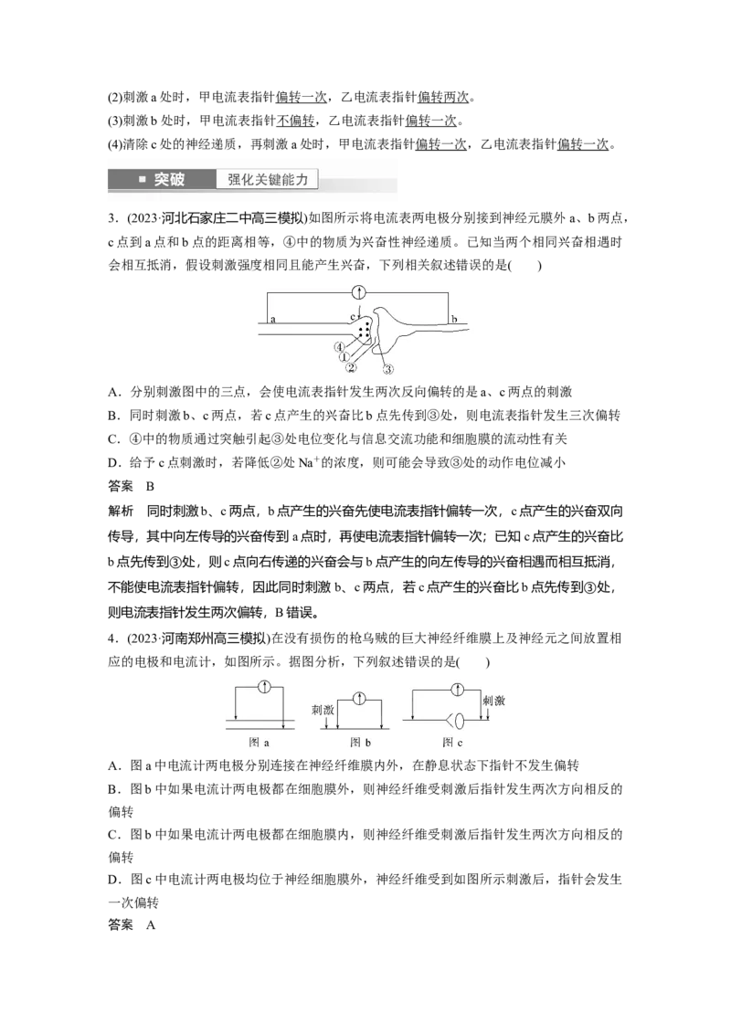 2024年高考生物一轮复习（新人教版）第8单元　第3课时　神经冲动的产生、传导和传递_09高考生物_2024年新高考资料_1.2024一轮复习_2024年高考生物一轮复习讲义（新人教版）