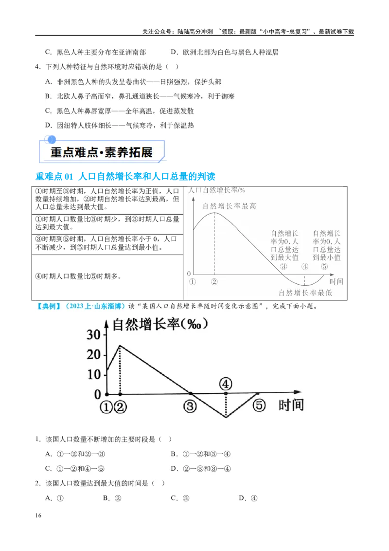 专题06居民与聚落（讲义）（原卷版）_02中考总复习（2026版更新中）_09-地理-中考总复习_2024年中考复习资料_一轮复习_❤2024年中考地理一轮复习讲练测（全国通用）_配套讲义