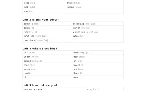 译林版英语三年级下册单词默写表_26春四年级上下册人教版_四上英语合集人教版PEP英语四年级上册新教材（教学视频+课件+动画+音频+练习+教案）_17练习资料_《小学英语单词默写表》