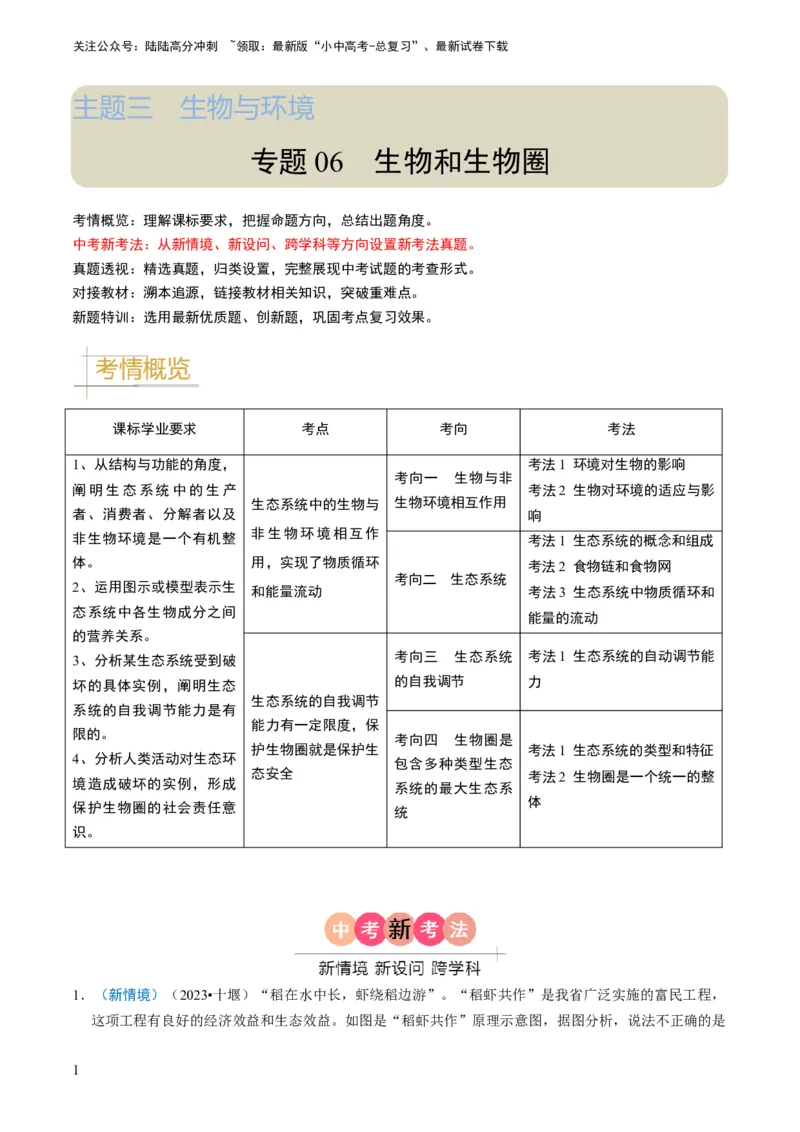 专题06生物和生物圈（解析版）_02中考总复习（2026版更新中）_08-生物-中考总复习_2024年中考复习资料_专项复习_备战2024年中考生物真题题源解密