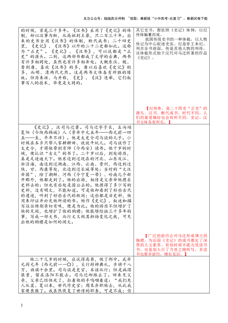 专题09《史记》《汉书》第九-2024年中考语文复习之《经典常谈》章节阅读与训练（原卷版）_02中考总复习（2026版更新中）_01-语文-中考总复习_2024年中考资料_专项复习资料