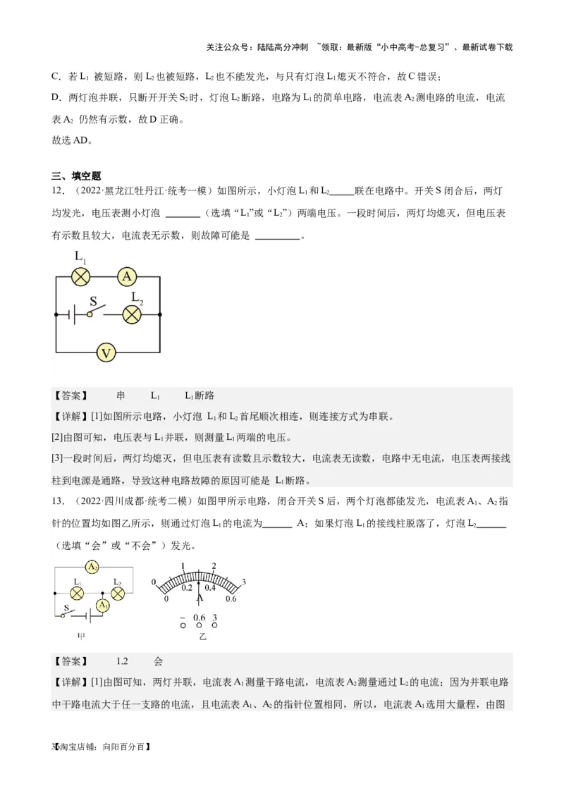 专题20静电现象和电路（解析版）_02中考总复习（2026版更新中）_04-物理-中考总复习_2024年中考复习资料_一轮复习_完备战2024年中考物理一轮复习考点帮（全国通用）