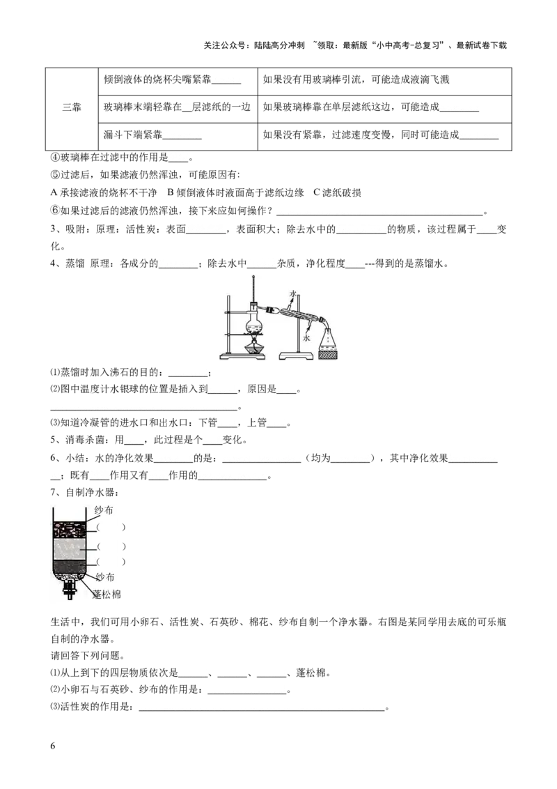 专题06自然界的水（讲义）（原卷版）_02中考总复习（2026版更新中）_05-化学-中考总复习_2025年中考复习资料_2025中考化学一轮复习讲义+课件_讲义_专题06自然界的水（讲义）