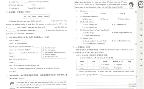 王朝霞单元活页卷六年级下册英语人教PEP版_26春四年级上下册人教版_四上英语合集人教版PEP英语四年级上册新教材（教学视频+课件+动画+音频+练习+教案）_17练习资料_2024春