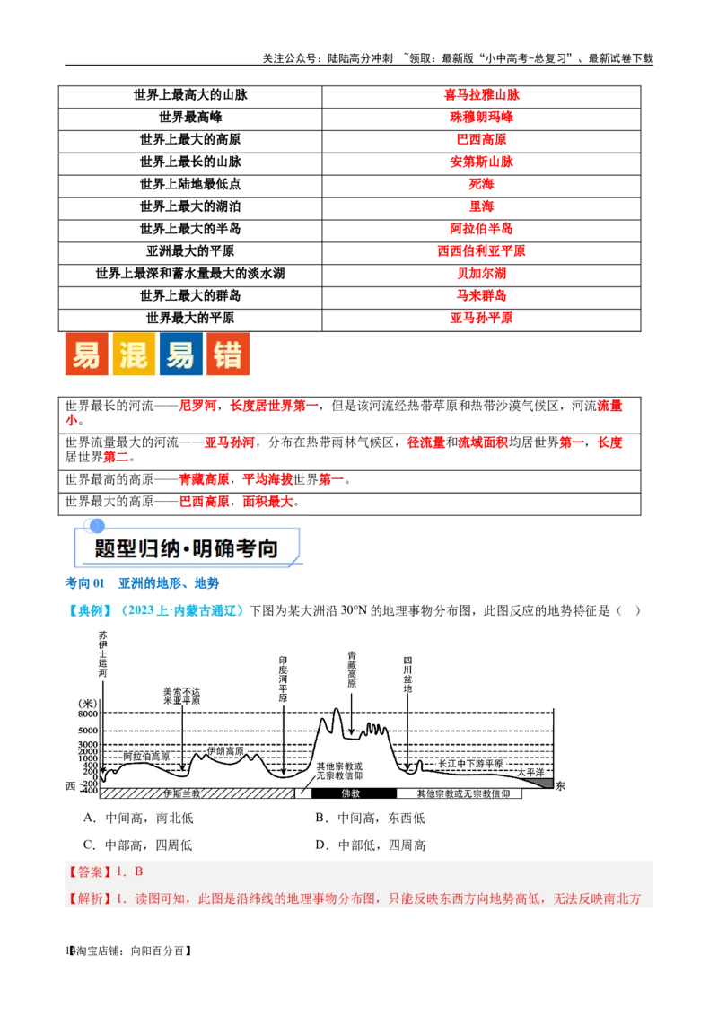 专题08亚洲和欧洲（讲义）（解析版）_02中考总复习（2026版更新中）_09-地理-中考总复习_2024年中考复习资料_一轮复习_❤2024年中考地理一轮复习讲练测（全国通用）_配套讲义