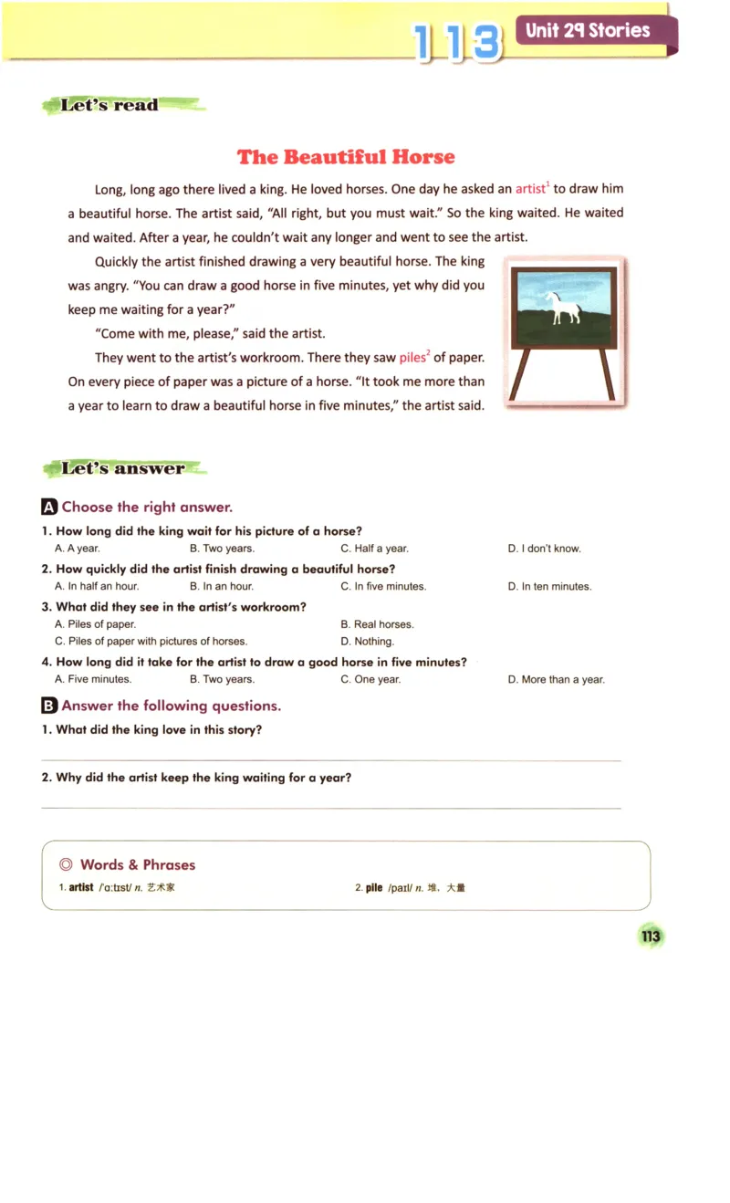 读霸小学英语5年级阅读128篇_26春四年级上下册人教版_四上英语合集人教版PEP英语四年级上册新教材（教学视频+课件+动画+音频+练习+教案）_17练习资料_《英语阅读128篇》