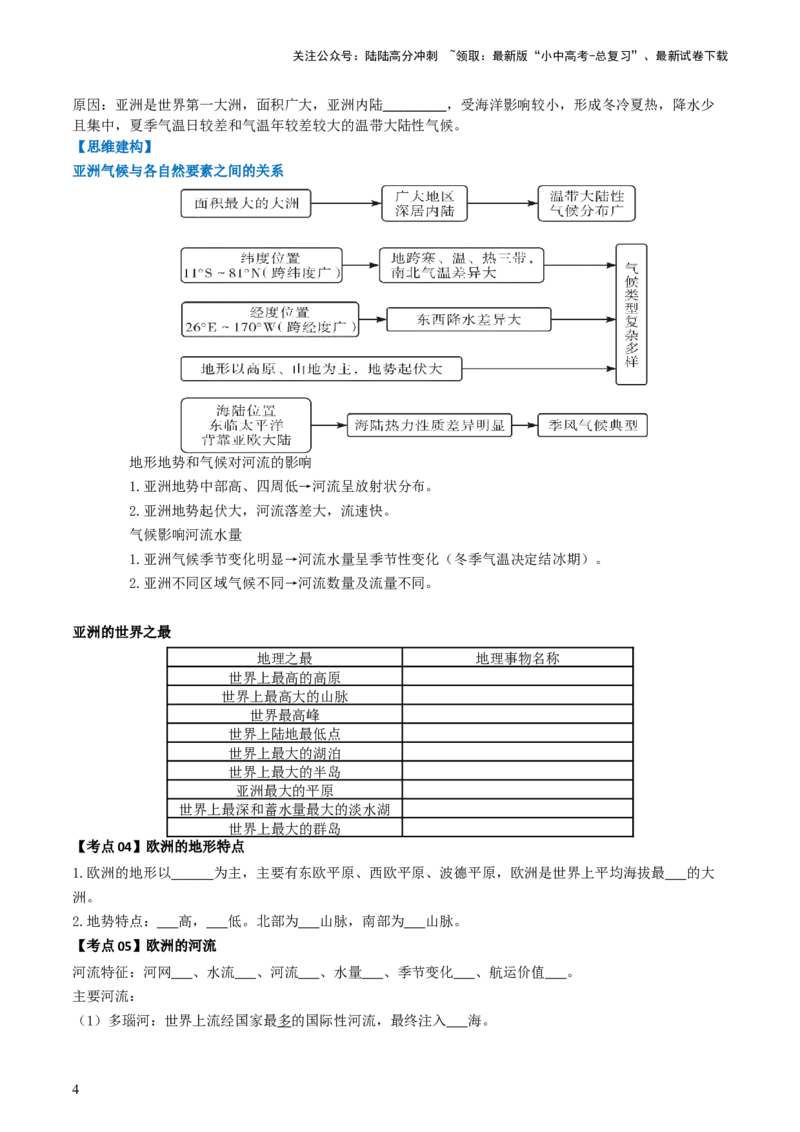 专题07亚洲和欧洲（背记帮）-备战2024年中考地理一轮复习考点帮（全国通用）（挖空版）_02中考总复习（2026版更新中）_09-地理-中考总复习_2024年中考复习资料_一轮复习