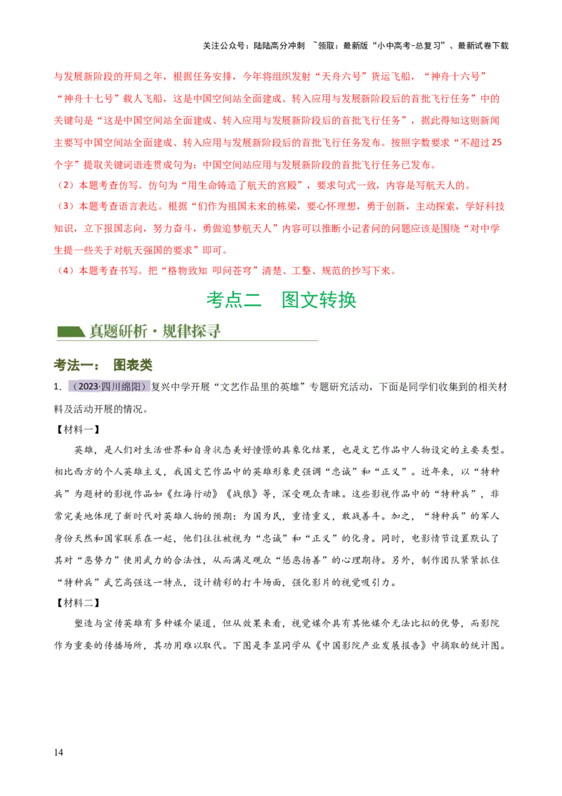 专题06综合性学习（信息概括、图文转换、对联标语）（讲练）-2024年中考语文二轮复习讲练测（全国通用）（解析版）_02中考总复习（2026版更新中）_01-语文-中考总复习_2024年中考资料