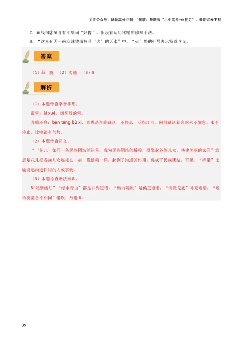 专题06语法知识与修辞手法（2类常考知识+3个易错点）（解析版）_02中考总复习（2026版更新中）_01-语文-中考总复习_2025年中考资料_2025年中考语文一轮复习知识梳理