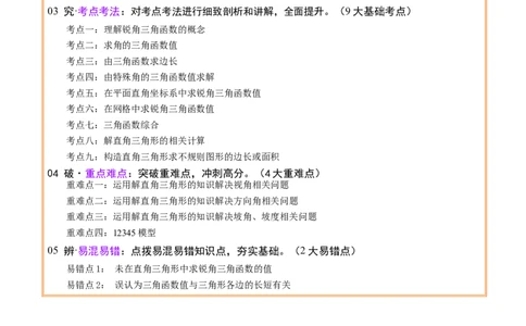 专题11锐角三角函数（3大模块知识梳理+9个考点+4个重难点+2个易错点）（解析版）_02中考总复习（2026版更新中）_02-数学-中考总复习_2025中考复习资料_2025年中考数学一轮知识梳理