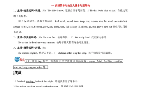 专题13.简单句考点聚焦和精讲（原卷版）_02中考总复习（2026版更新中）_03-英语-中考总复习_2024年中考复习资料_一轮复习_备战2024年中考英语一轮复习考点帮（全国通用）