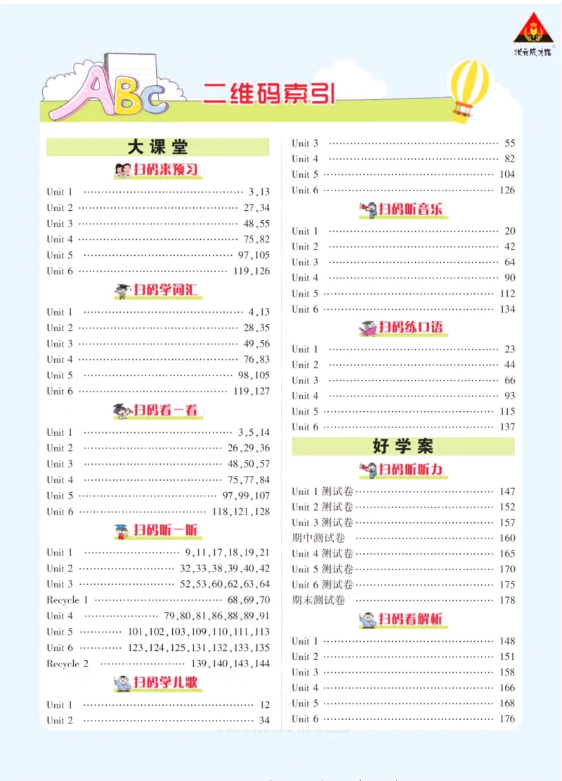 状元大课堂四年级下册英语人教PEP版学生用书_26春四年级上下册人教版_四上英语合集人教版PEP英语四年级上册新教材（教学视频+课件+动画+音频+练习+教案）_17练习资料_《状元导学案》