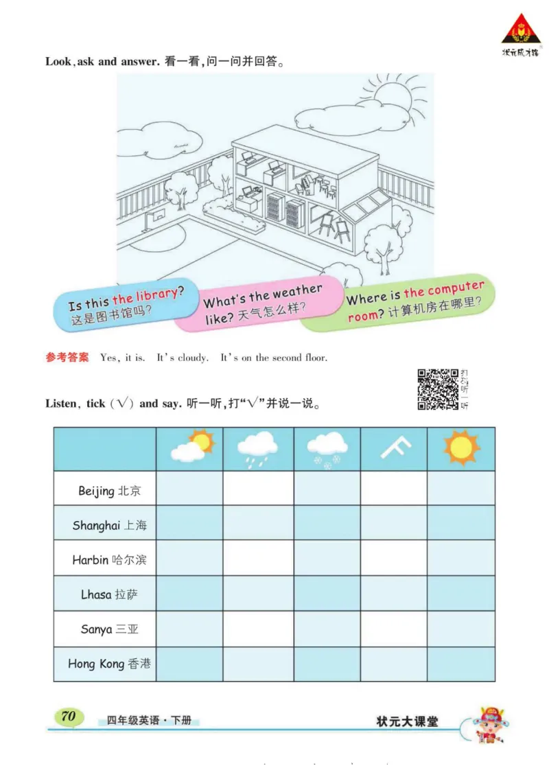 状元大课堂四年级下册英语人教PEP版学生用书_26春四年级上下册人教版_四上英语合集人教版PEP英语四年级上册新教材（教学视频+课件+动画+音频+练习+教案）_17练习资料_《状元导学案》