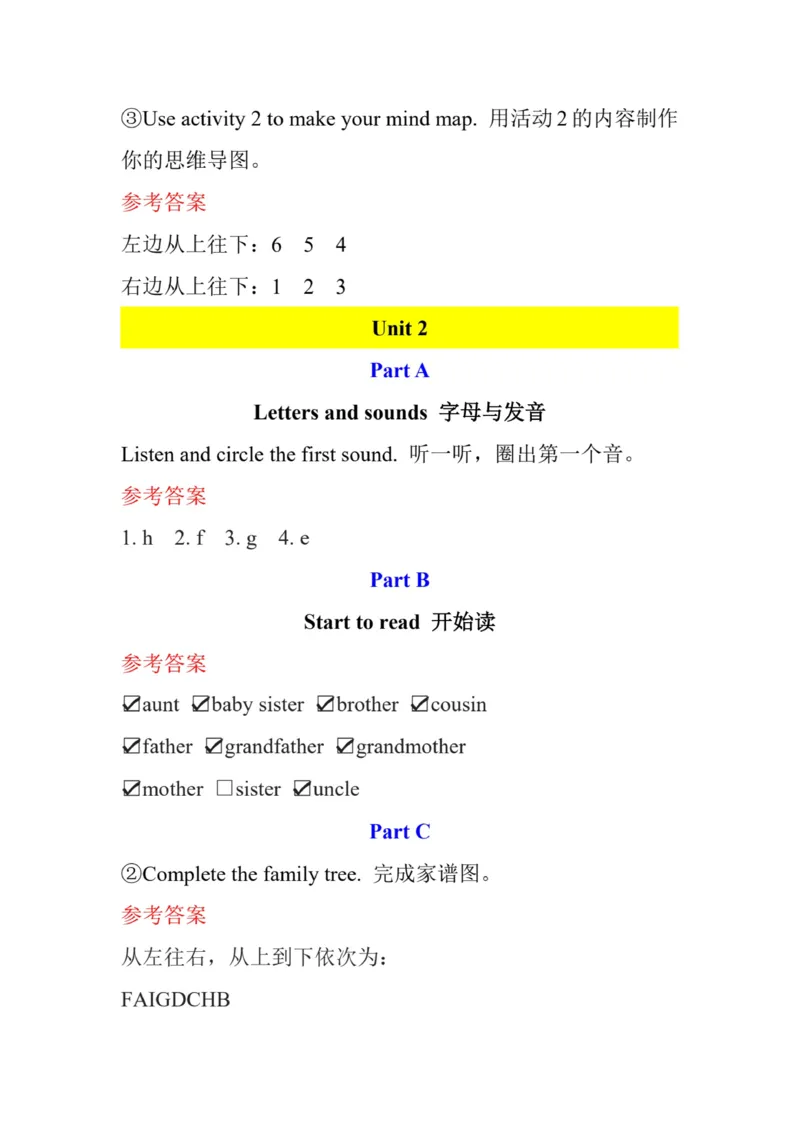 英语3A（24秋）_26春四年级上下册人教版_四上英语合集人教版PEP英语四年级上册新教材（教学视频+课件+动画+音频+练习+教案）_15教材课后习题参考答案_小学英语