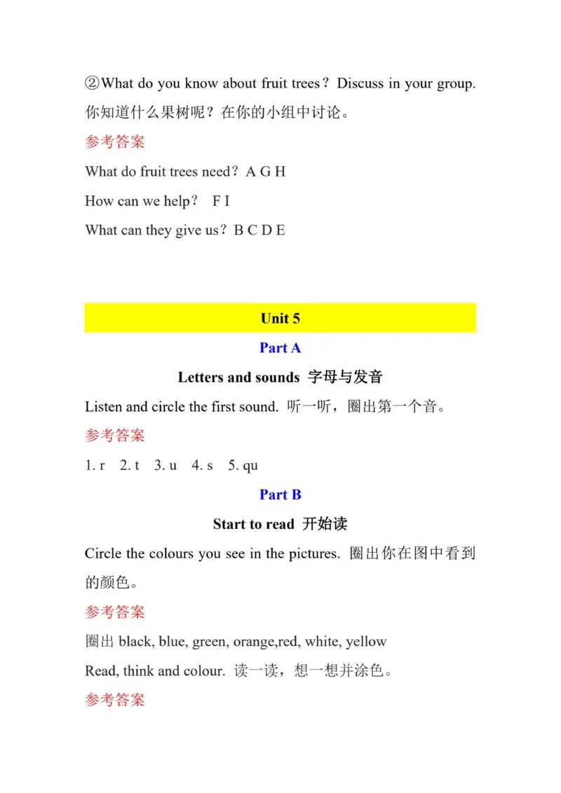 英语3A（24秋）_26春四年级上下册人教版_四上英语合集人教版PEP英语四年级上册新教材（教学视频+课件+动画+音频+练习+教案）_15教材课后习题参考答案_小学英语