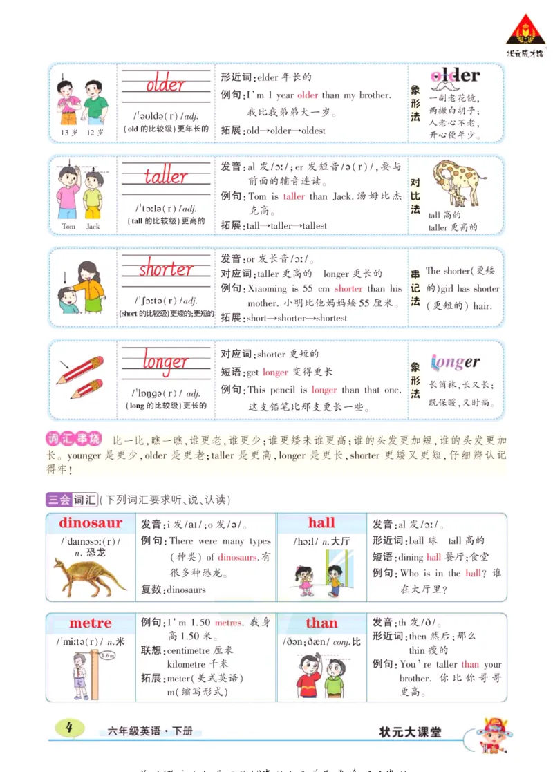 状元大课堂六年级下册英语人教PEP版学生用书_26春四年级上下册人教版_四上英语合集人教版PEP英语四年级上册新教材（教学视频+课件+动画+音频+练习+教案）_17练习资料_《状元导学案》
