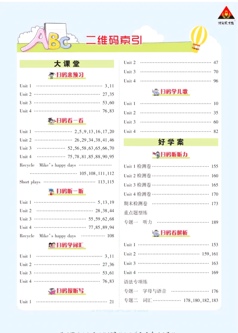状元大课堂六年级下册英语人教PEP版学生用书_26春四年级上下册人教版_四上英语合集人教版PEP英语四年级上册新教材（教学视频+课件+动画+音频+练习+教案）_17练习资料_《状元导学案》