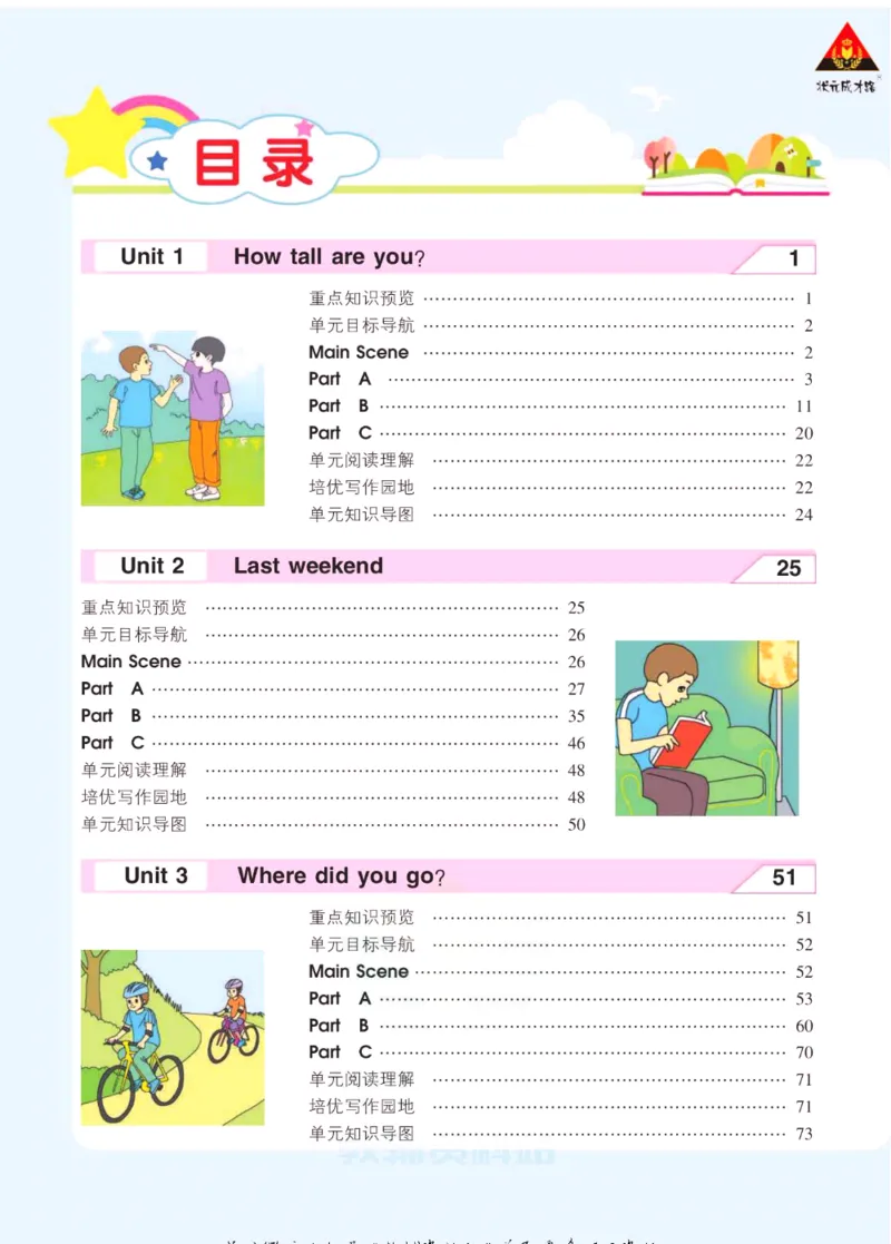 状元大课堂六年级下册英语人教PEP版学生用书_26春四年级上下册人教版_四上英语合集人教版PEP英语四年级上册新教材（教学视频+课件+动画+音频+练习+教案）_17练习资料_《状元导学案》
