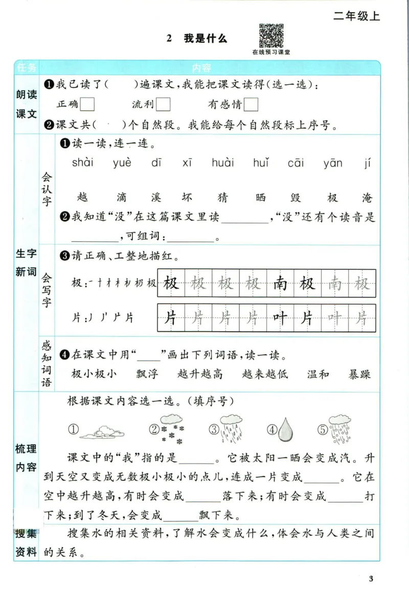阳光同学二年级上册语文人教版预习单h_26春四年级上下册人教版_四上英语合集人教版PEP英语四年级上册新教材（教学视频+课件+动画+音频+练习+教案）_17练习资料_《预习卡》_1-6上册