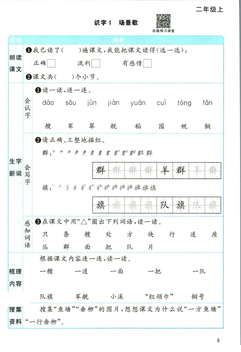 阳光同学二年级上册语文人教版预习单h_26春四年级上下册人教版_四上英语合集人教版PEP英语四年级上册新教材（教学视频+课件+动画+音频+练习+教案）_17练习资料_《预习卡》_1-6上册