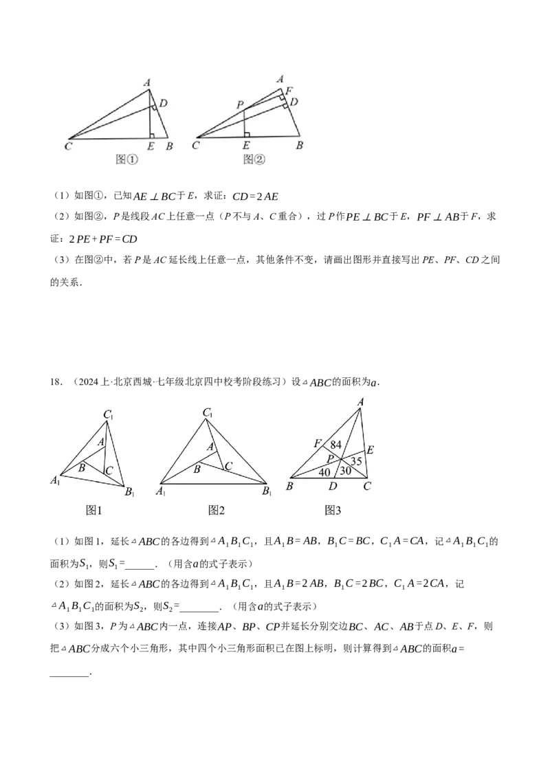 专题11.1与三角形有关线段的综合（压轴题专项讲练）（人教版）（学生版）_初中数学_八年级数学上册（人教版）_压轴题专项-V5_2025版
